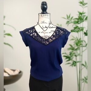 💙Express Navy Blue Lace Women's Blouse, Size XS